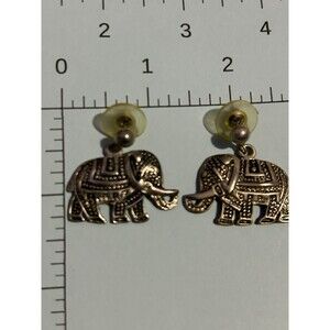 Elephant dropped pierced‎ earring silver toned